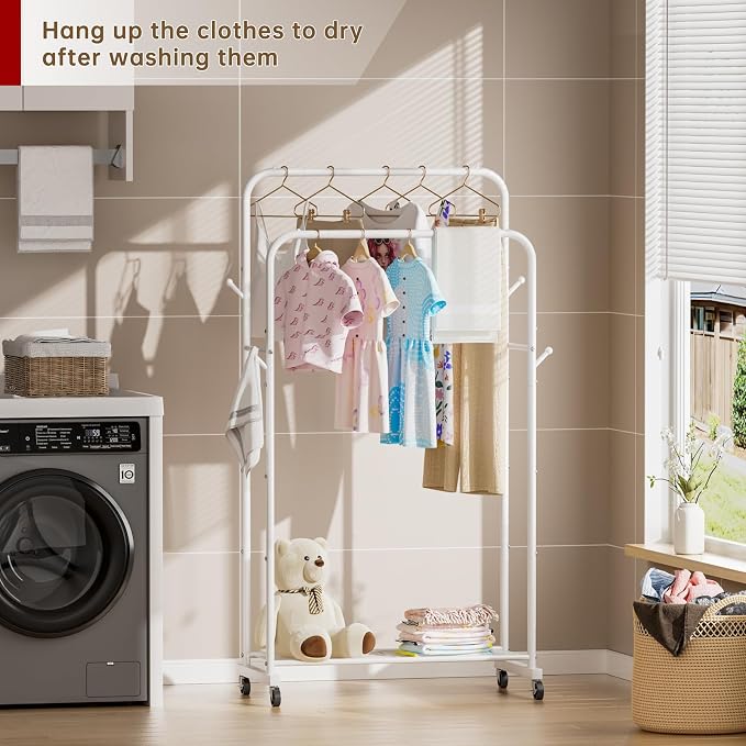 Clothes Garment Coat Rack Drying Clothing Racks Metal Freestanding - Image 9