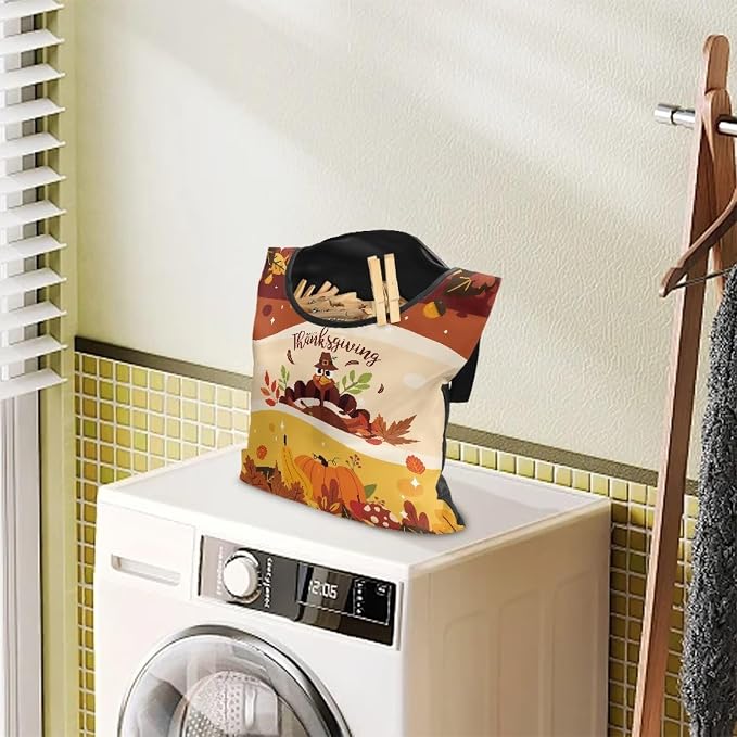 Thanksgiving Turkey Clothesline Peg Organizer Storage Bags Dust-Proof Clothes - Image 2