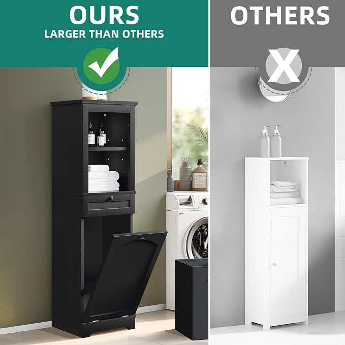 YITAHOME 53" Tall Tilt-Out Laundry Storage Cabinet, Hidden Hamper - Image 6