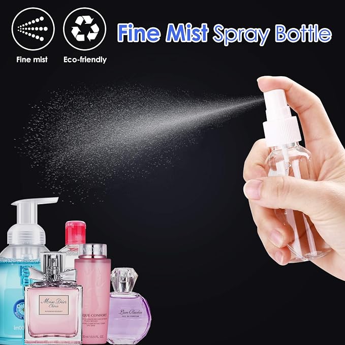 24 Pcs Spray Bottles 2oz / 55ml Clear Empty Mini Spray Bottles Refillable - Image 6