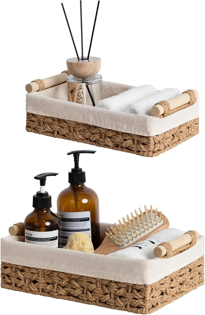 StorageWorks Bathroom Baskets for Organizing, Small Wicker Basket for Bathroom by StorageWorks