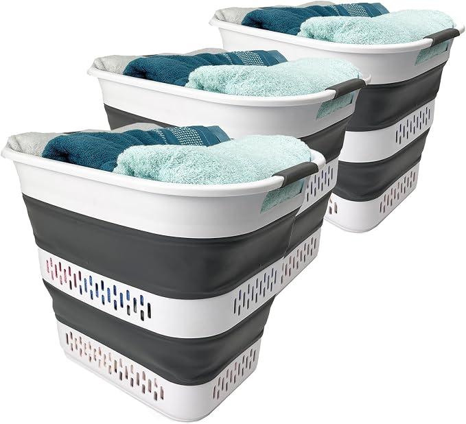 SAMMART 40L Foldable Plastic Laundry Basket by SAMMART