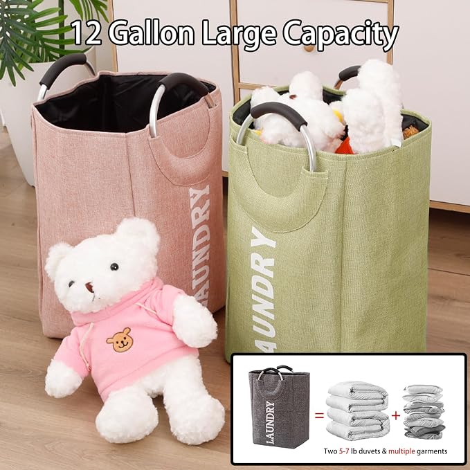 Collapsible Laundry Hamper Bag - 45L/12 Gallon Waterproof Freestanding Clothes - Image 2