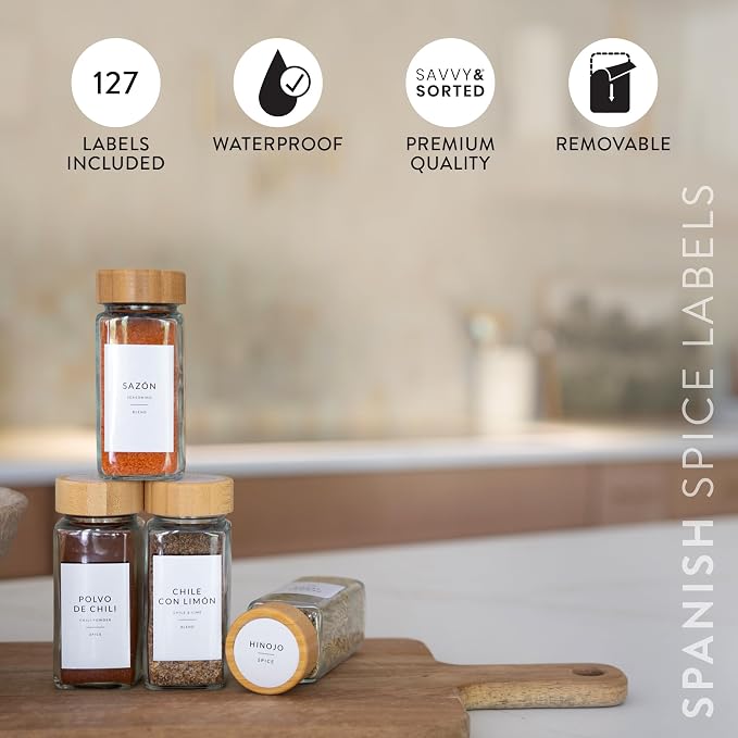 127 Spanish Spice Labels Stickers Preprinted Waterproof, Spice Jar Labels - Image 3