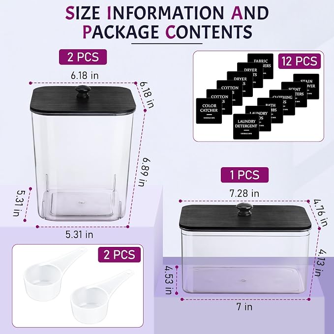 Laundry Pods Container, Large Laundry Detergent Powder Storage Containers Black - Image 3