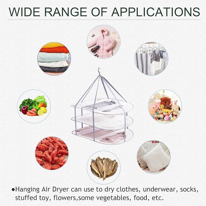3 Tier Folding Mesh Clothes Drying Rack, Stackable Sweater Drying Rack - Image 4