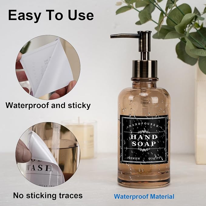 12Pcs Black Waterproof Minimalist Bathroom Bottle Labels Removable Organization - Image 4