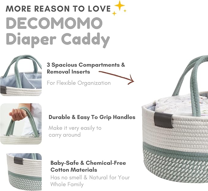 DECOMOMO Baby Caddy Organizer, Diaper Caddy Basket, Baby Baskets - Image 8