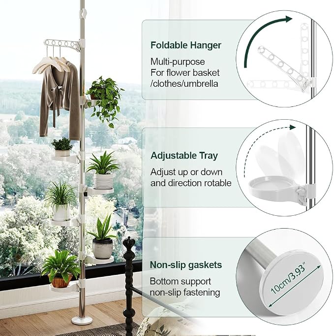Hershii 7-Layer Tension Pole Plant Stand Indoor Decorative Display Rack Stands - Image 8