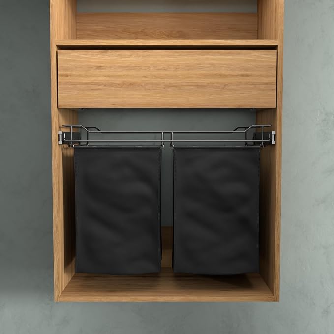 Classic 30" Full Extension Pullout Laundry Hamper in Matt Black - Image 2