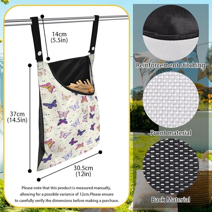 Cartoon Butterfly Clothespin Bag Hanging Storage Organizer - Image 7