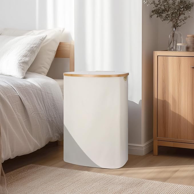 Slim Laundry Basket with Lid, 80L Narrow Laundry Hamper with Removable Bag - Image 2