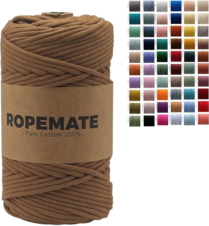 ROPEMATE 100% Cotton Macrame Cord, 3mm*110Yards Braided String Double Structure by ROPMEATE