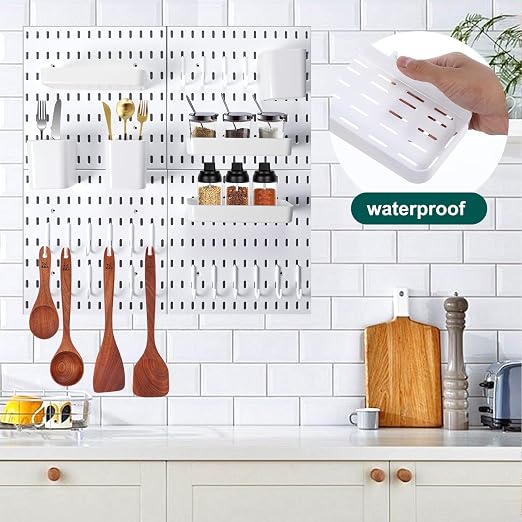 Wall Mount Peg Board Organizer 45pcs Kit, 4 Panels and 41 Accessories Pegboard - Image 4