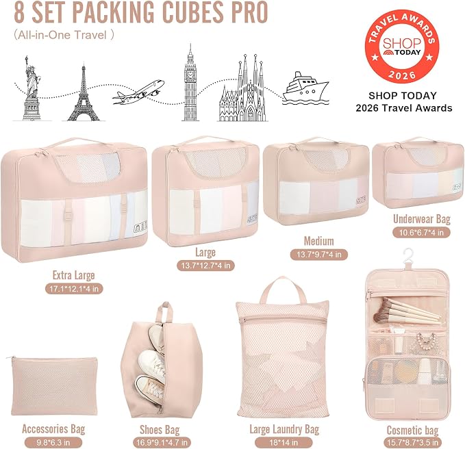 Veken 8 Set Packing Cubes, Cruise Ship Travel Essentials Accessories - Image 2
