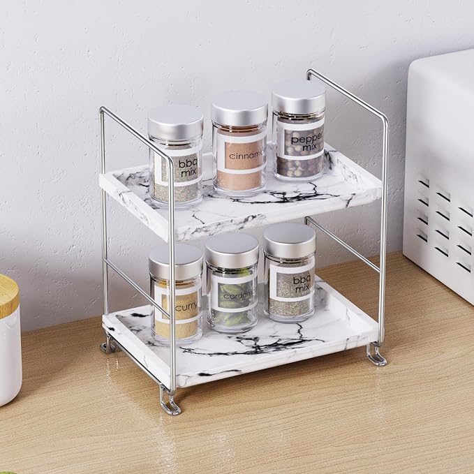 2-Tier Bathroom Organizer Countertop Perfume Makeup Shelf Cosmetics Storage - Image 5