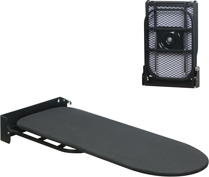 Wall Mounted Ironing Board, Space-Saving Compact Wall Mount Fold Down Iron Board by ZOESHOMEWARE