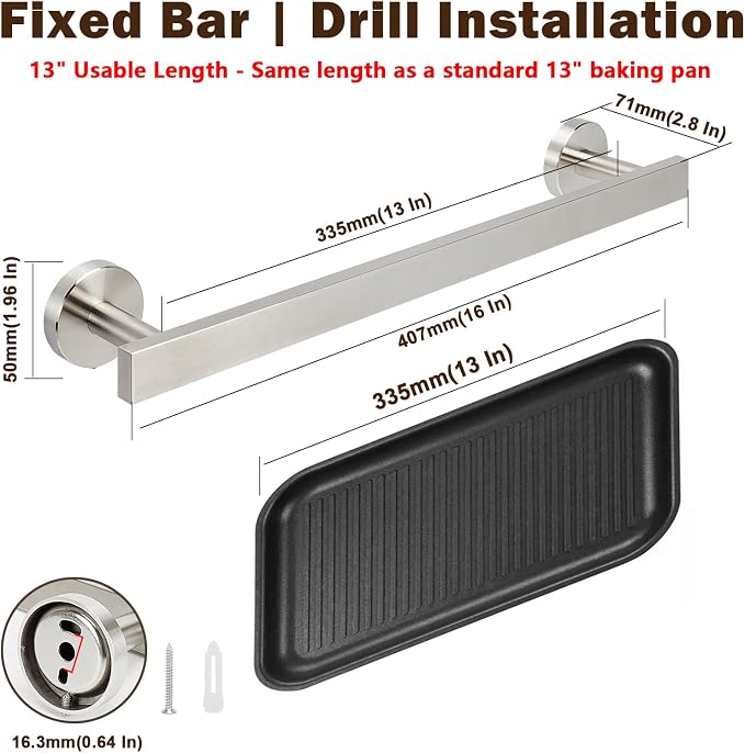 Bath Towel Bar, SUS 304 Stainless Steel Towel Rack Holder Wall Mounted - Image 2