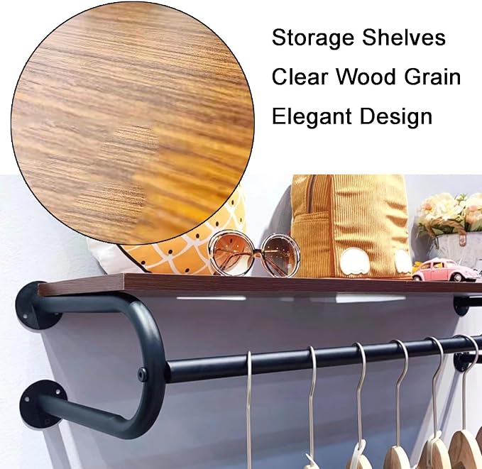 Wall-Mounted Garment Rack, Boutique Clothing Stores Display Closet Rod - Image 6