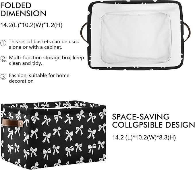 Wamika Black White Bow Storage Basket - Image 2