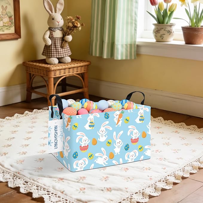 LANGYASHAN Rectangular Storage Bin Collapse Canvas Fabric Cartoon Storage Basket - Image 7