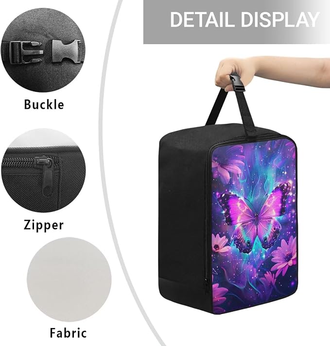 Steamer Carrying Case Purple Butterfly Lightweight Zippered Organizer - Image 5