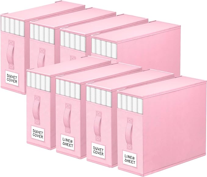 8 Pack Bed Sheet Closet Organizers and Storage, Sturdy Foldable Storage by StorageTastic