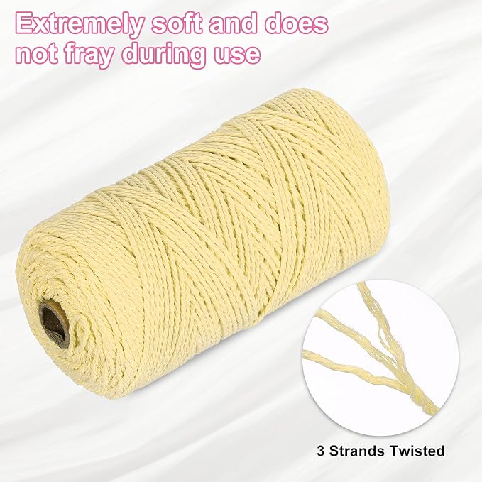 HARFINGTON Natural Macrame Cord 2mm x 220 Yards 3 Strand Twisted Cotton Macrame - Image 3