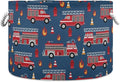 Fire Trucks Print Round Storage Basket Red Fire Fighting Supplies Large Laundry by Unknown