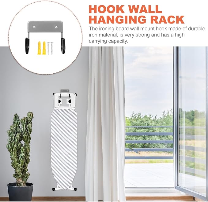 Ironing Board Wall Mount Holder Metal Hanging Rack Iron Holder - Image 3