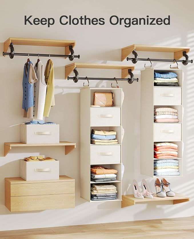 Pipishell Hanging Closet Organizer 6-Shelf, Hanging Shelves - Image 5