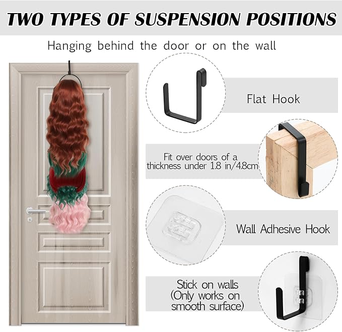 Blulu 10 Pcs Wig Hangers Rack for Multiple Wigs - Image 3