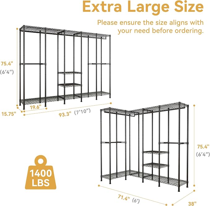 H5 Extra Large Wire Garment Rack, Heavy Duty Clothes Rack, Freestanding - Image 4
