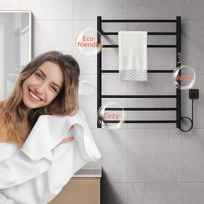 Towel Warmer Rack, 7 Bars Wall Mounted Towel Heater Towel Warmer - Image 3