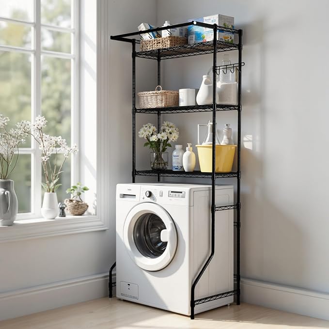 VEVOR Over The Washer and Dryer Storage Shelf, 3 Tier Laundry Room Drying Rack - Image 2