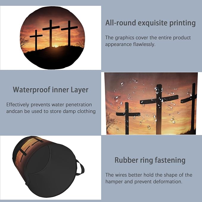 Cross Sunset Laundry Basket, Foldable - Image 5