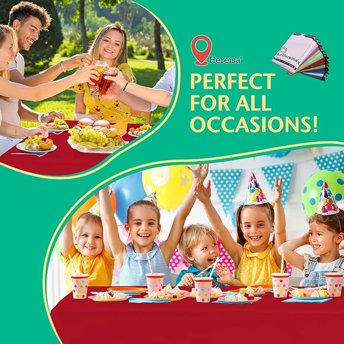 Disposable Red Plastic Tablecloth 54x108 Inch, 10-Count Waterproof Rectangle - Image 7