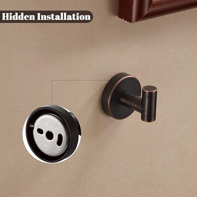 BigBig Home Bronze Towel Hooks, Bathroom Robe Hook Oil Rubbed, Bath Farmhouse - Image 3