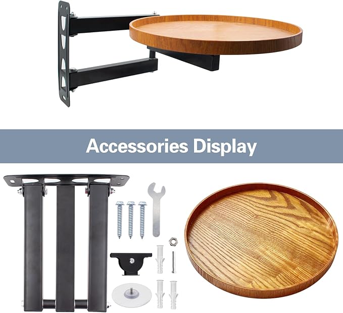 SnowTing Wall Mounted Folding Round Table, 11.8 Inch Small Foldable Retractable - Image 4