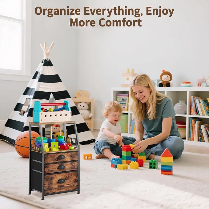 LASZOLA 3 Fabric Drawers Organizer Tower - Image 8