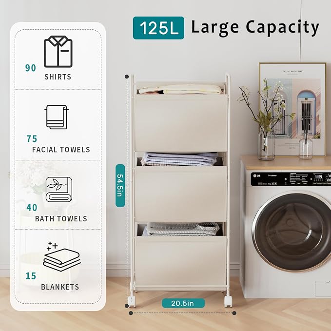 125L Vertical Laundry Hamper - Image 3