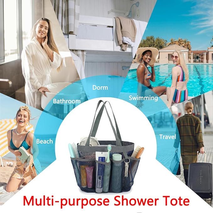 Mesh Shower Caddy Portable for College Dorm Room Essentials, 8-Pocket Large - Image 9