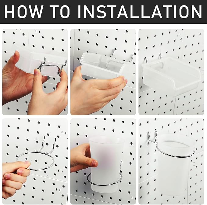 Sieral 30 Pcs Pegboard Organizer Accessories Kit Includes Peg Board Shelving - Image 4