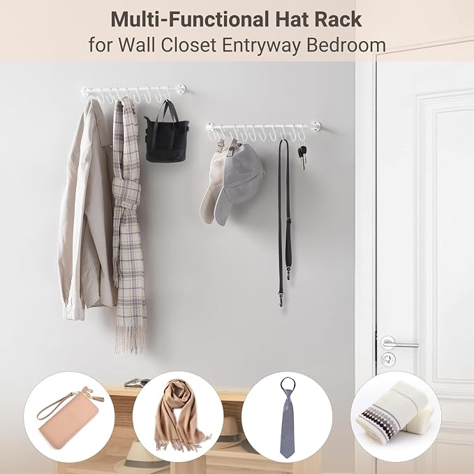 Mkono Hat Rack for Wall Baseball Cap Organizer Hanger - Image 6