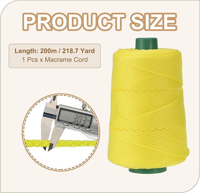 YELARXI Polyester Macrame Cord, 3mm x 219 Yards Polypropylene Macrame Cords - Image 2