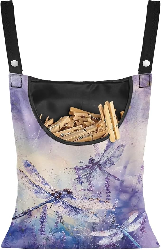 Purple Dragonfly Clothespin Storage Organizer by Vanideaoty