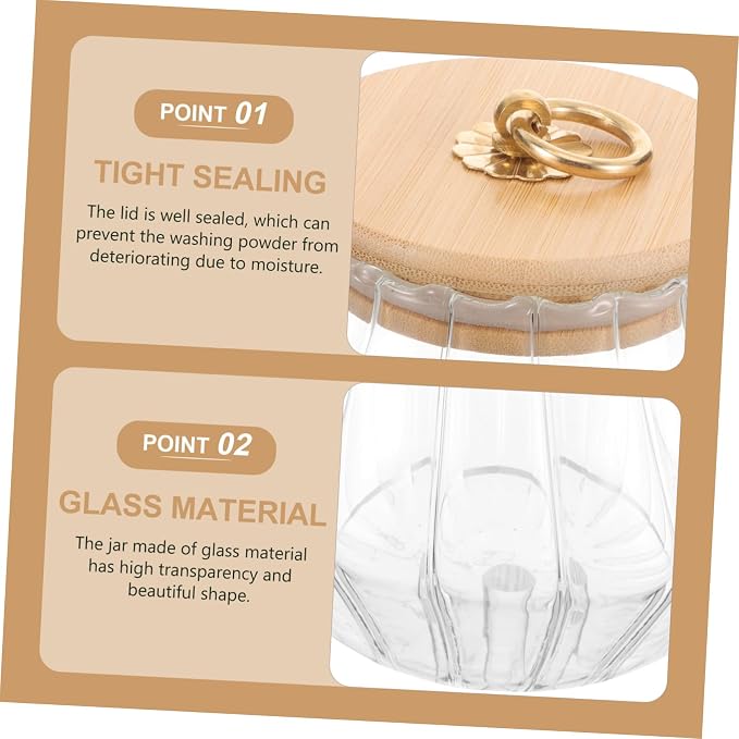 Storage Canister for Laundry Powder Refillable Glass Container Lid for Kitchen - Image 3