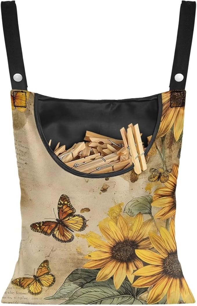 Sunflower Clothespin Bag Laundry Hanging Storage Organizer Clothes Pin Hanging by Bivxisrvo