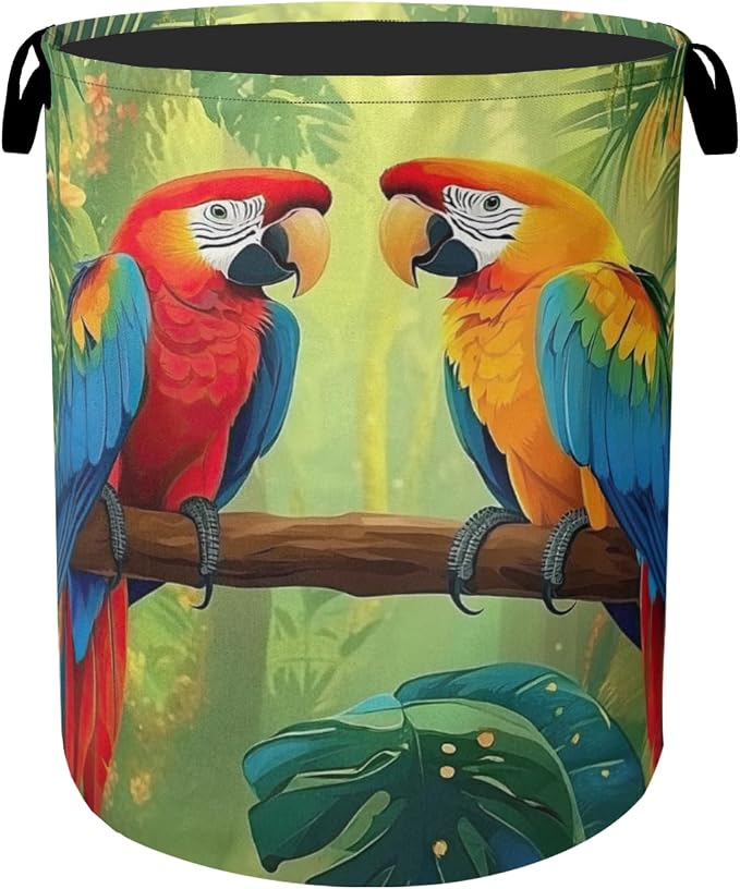 Tropical Parrot Foldable Laundry Hamper by Gearsly