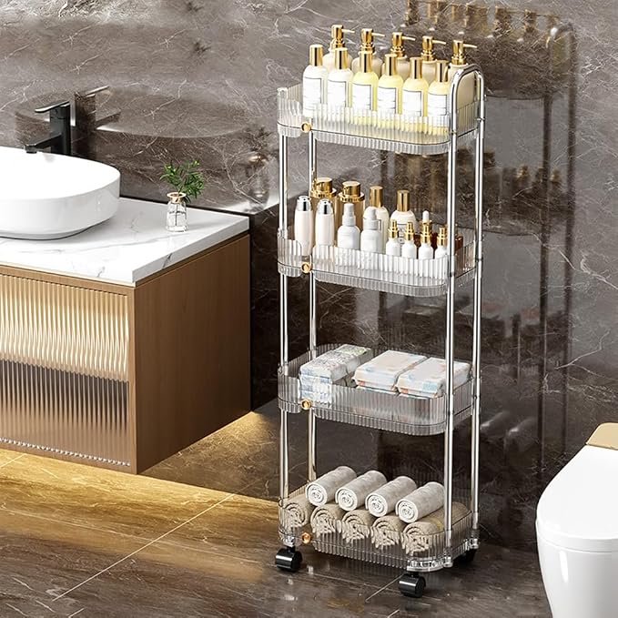 2/3/4 Tier Storage Trolley, Mobile Slim Rolling Utility Cart by Wiodeiv